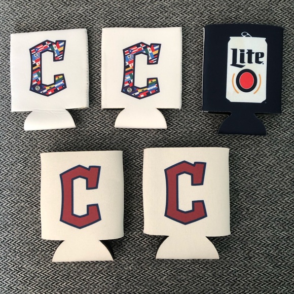 Cleveland Guardians Beer Koozies (4) Plus One Miller Lite Beer Koozie - Picture 1 of 6